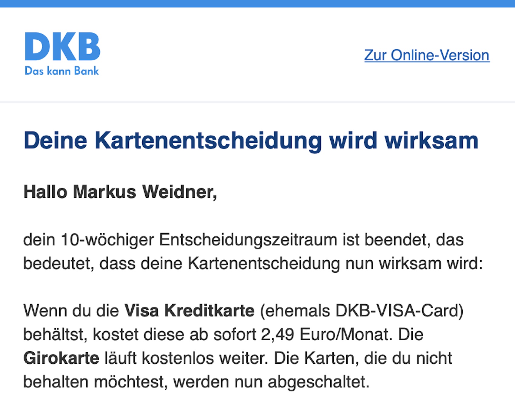 DKB informiert über KreditkartenAbschaltung RadioBlog.eu