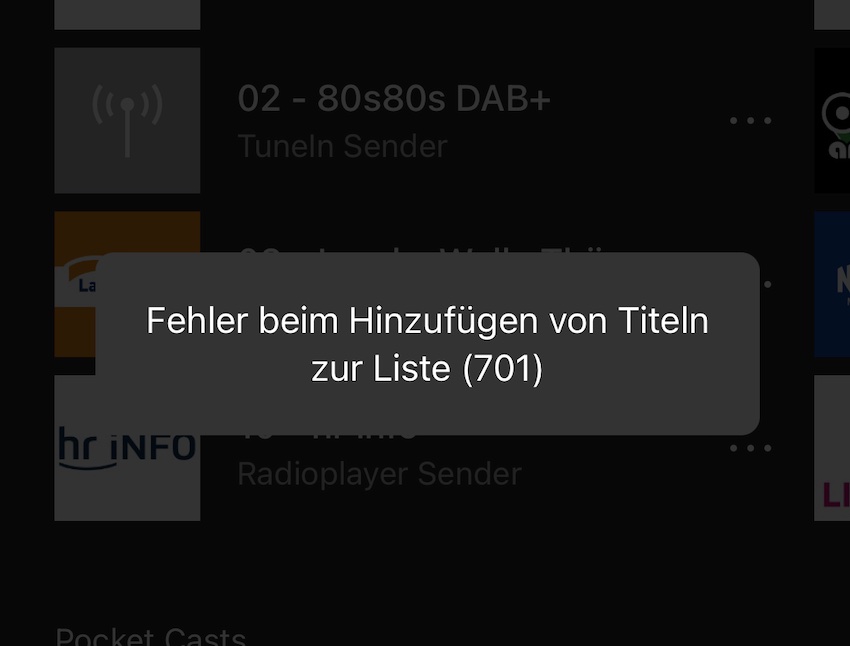 Pocket Casts auf Sonos Erneut technische Probleme (Update behoben